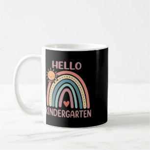 Boho Rainbow Heart For Teachers Women Hello Kinder Coffee Mug