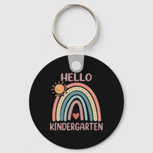 Boho Rainbow Heart For Teachers Women Hello Kinder Key Ring