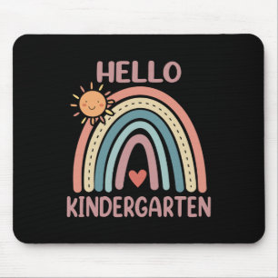 Boho Rainbow Heart For Teachers Women Hello Kinder Mouse Mat