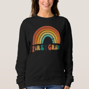 Boho Rainbow Heart For Teachers Women Hello Kinder Sweatshirt