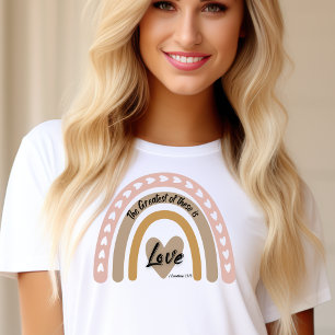 Boho Rainbow Heart Love Bible Verse T-Shirt