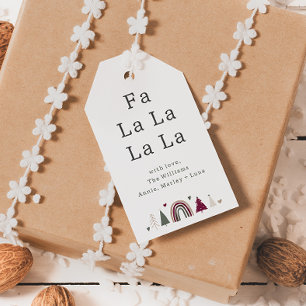 Boho Rainbow & Hearts Fa La La La Family Gift Tags