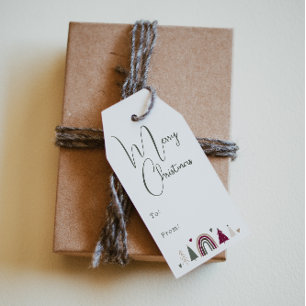Boho Rainbow & Hearts Merry Christmas To and From Gift Tags