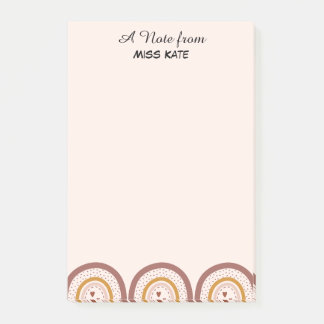 Boho Rainbow Hearts Personalised Teacher Post-it N Notes