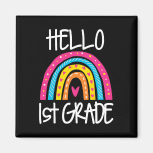 Boho Rainbow Hello 1st Grade First Day School Teac Magnet