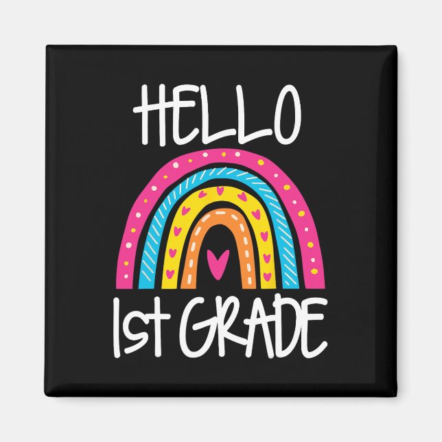 Boho Rainbow Hello 1st Grade First Day School Teac Magnet (Front)
