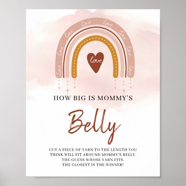 Boho Rainbow How Big Is Mummy's Belly Game Sign (Front)