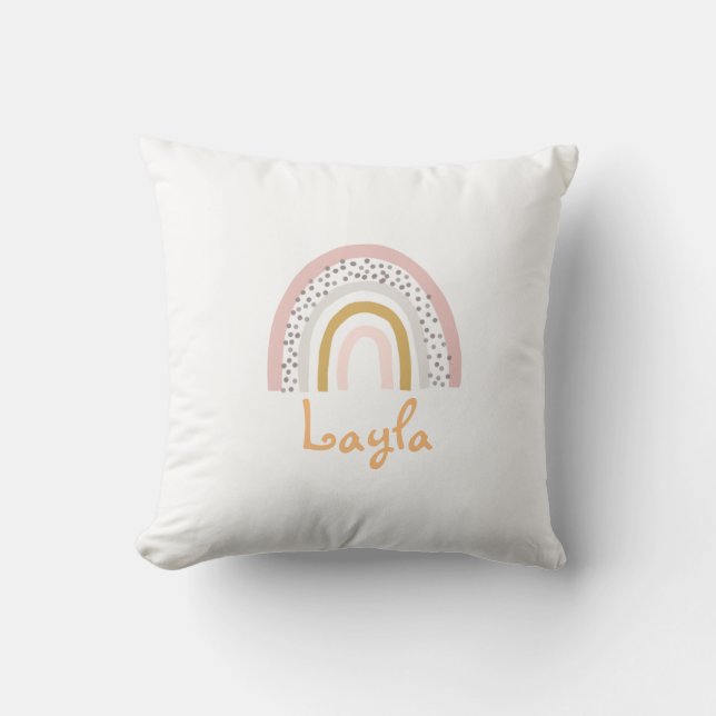 Boho Rainbow in pink pastels Cushion (Front)