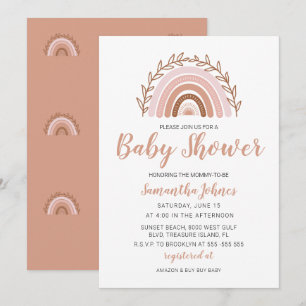 Boho Rainbow Invitation, Bohemian Baby Shower Thank You Card
