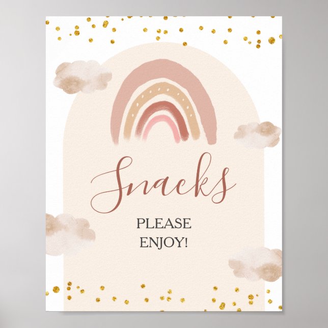 Boho Rainbow Isn't She Onederful Birthday Snacks Poster (Front)