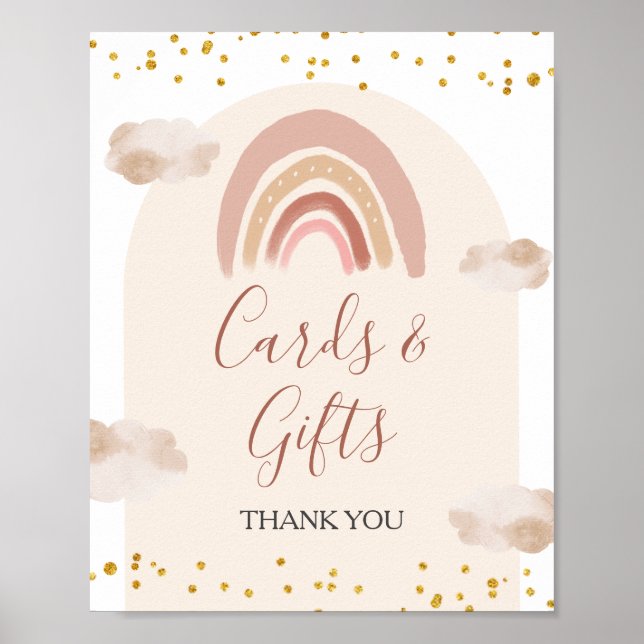 Boho Rainbow Isn't She Onederful Cards & Gifts Poster (Front)