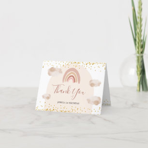 Boho Rainbow Isn't She Onederful Folded Thank You Card