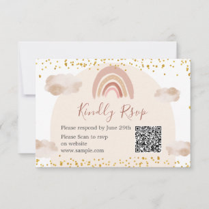 Boho Rainbow Isn't She Onederful QR Thank You Card