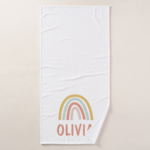 Boho Rainbow Kids Personalised Bath Towel