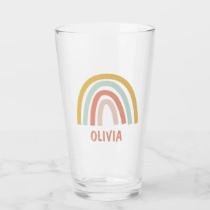 Boho Rainbow Kids Personalised Glass