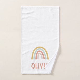 Boho Rainbow Kids Personalised Hand Towel