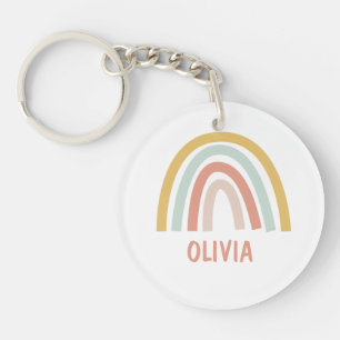 Boho Rainbow Kids Personalised Key Ring
