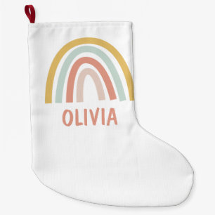 Boho Rainbow Kids Personalised Large Christmas Stocking