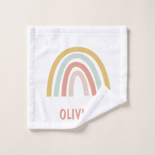 Boho Rainbow Kids Personalised Wash Cloth
