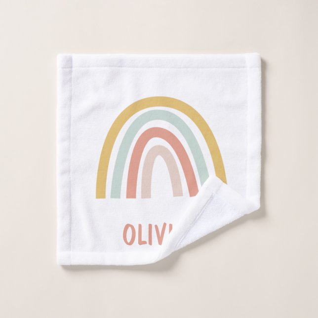 Boho Rainbow Kids Personalised Wash Cloth (Wash Cloth)