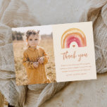 Boho Rainbow Kids Photo Birthday Thank You Card<br><div class="desc">Boho Rainbow Kids Photo Birthday Thank You Card with hand-painted watercolor rainbow and  modern design. Click the edit button to customise this design with your details.</div>
