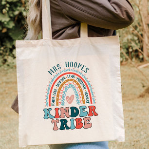 Boho Rainbow Kindergarten Tribe Teacher Squad Tote Bag