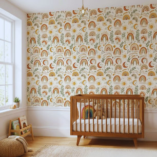 Boho Rainbow Leaves Nursery Peel and Stick Wallpaper