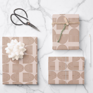 Boho Rainbow Line Arch in Brown and Terracotta Wrapping Paper Sheet