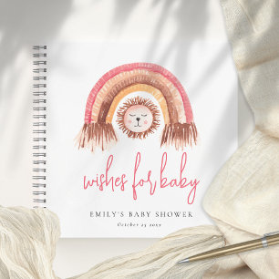 Boho Rainbow Lion Pink Baby Shower Guest Book