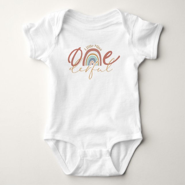 Boho Rainbow - Little Miss Onederful Baby Bodysuit (Front)
