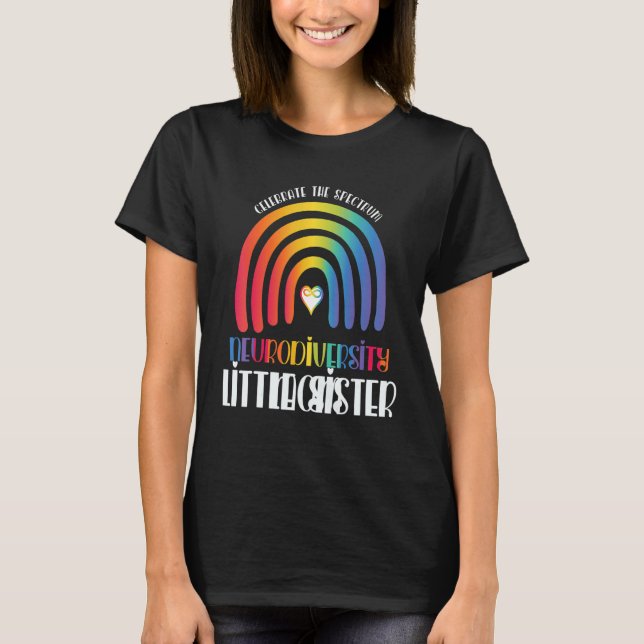 Boho Rainbow Little Sister Neurodiversity Family M T-Shirt (Front)