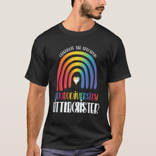 Boho Rainbow Little Sister Neurodiversity Family M T-Shirt (Front)