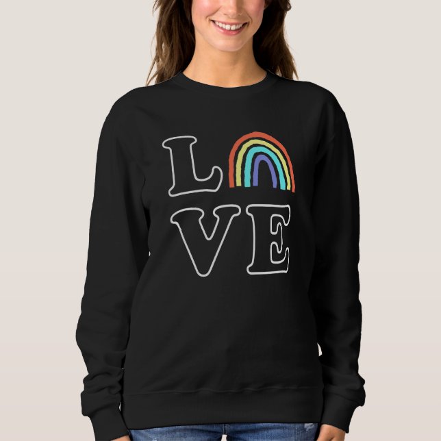Boho Rainbow Love Letters Pride Lbgtqia Sweatshirt (Front)