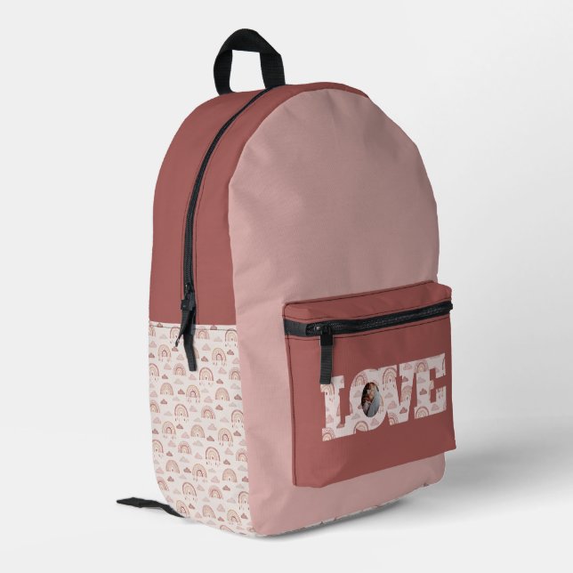 Boho Rainbow Love Photo Backpack (Back Corner Left)