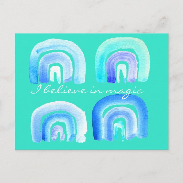 boho rainbow magic blue postcard (Front)