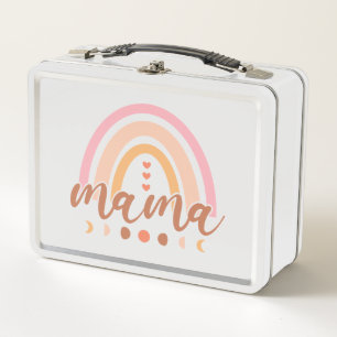 Boho Rainbow Mama with Moon Phases Metal Lunch Box