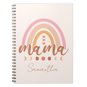 Boho Rainbow Mama with Moon Phases Notebook