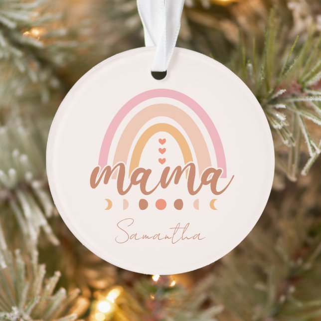 Boho Rainbow Mama with Moon Phases Ornament (Tree)