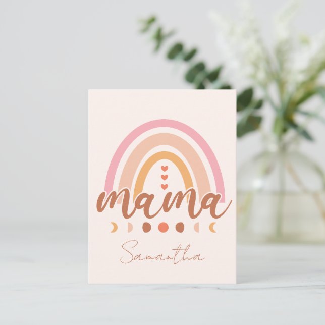 Boho Rainbow Mama with Moon Phases Postcard (Standing Front)