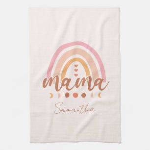Boho Rainbow Mama with Moon Phases Tea Towel