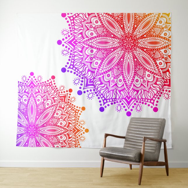 Boho Rainbow Mandala Tapestry (In Situ (Horizontal))