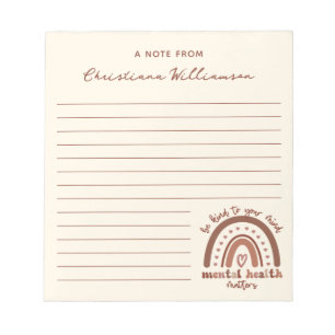 Boho Rainbow Mental Health Be Kind To Your Mind Notepad