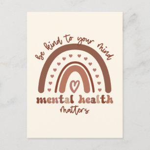 Boho Rainbow Mental Health Be Kind To Your Mind Postcard