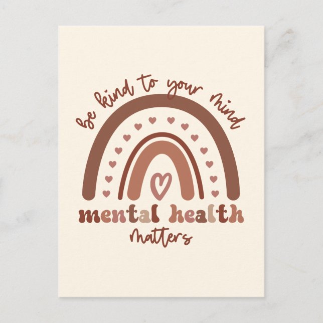 Boho Rainbow Mental Health Be Kind To Your Mind Postcard (Front)
