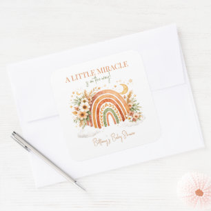 Boho Rainbow Modern Baby Shower  Square Sticker