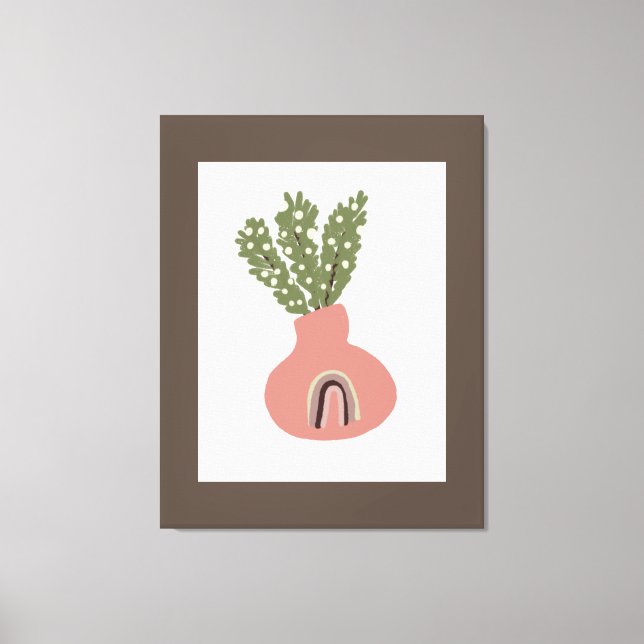 Boho Rainbow Natural Terracotta Pot Plant Lovers Canvas Print (Front)