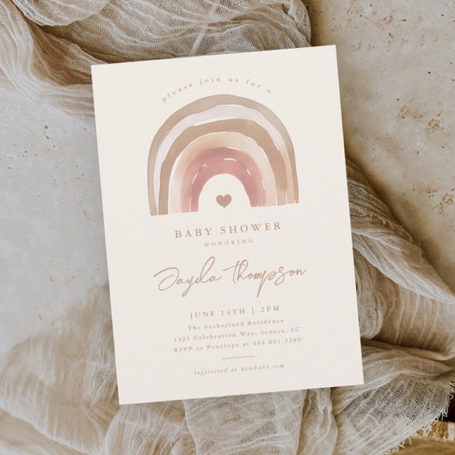 Boho Rainbow Neutral Baby Shower Invitation (Boho Rainbow Neutral Baby Shower Invitations.)