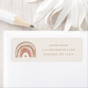 Boho Rainbow Neutral Baby Shower Return Address