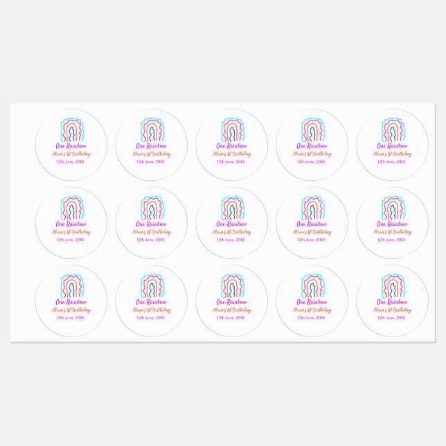 Boho Rainbow one birthday kids bright retro bold (Sheet)