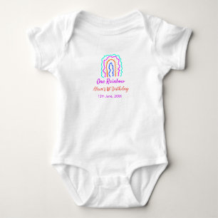 Boho Rainbow one birthday kids bright retro bold Baby Bodysuit